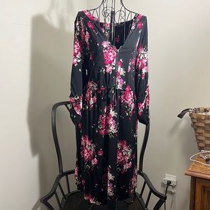 Torrid Black Floral Dress with a Zipper neckline